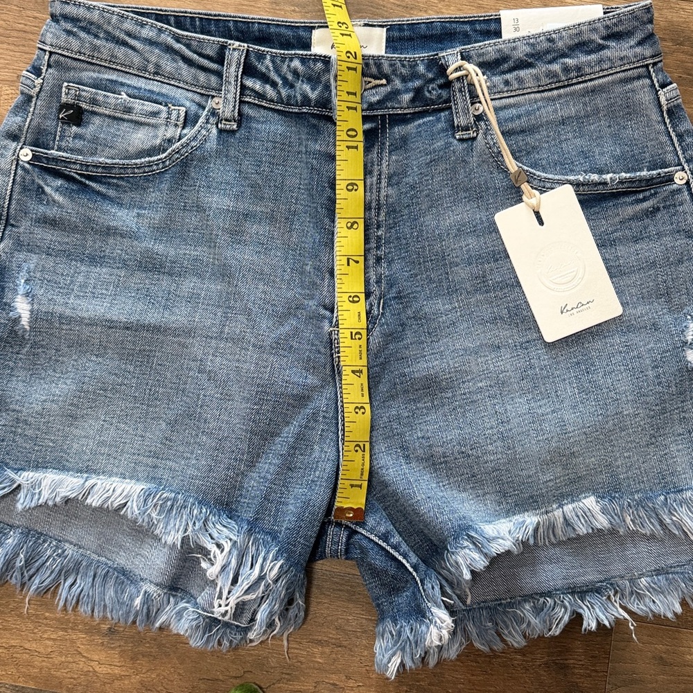 KanCan Blue Frayed Hem Jean Shorts - Picture 3 of 7
